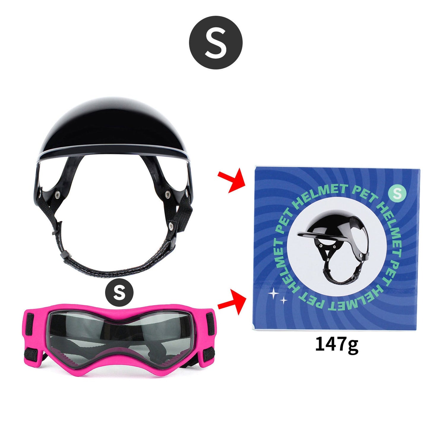 Pet Helmet Pet Glasses Matching Hat Dog Cat Motorcycle Safety Helmet Hat Accessories Hat Headwear