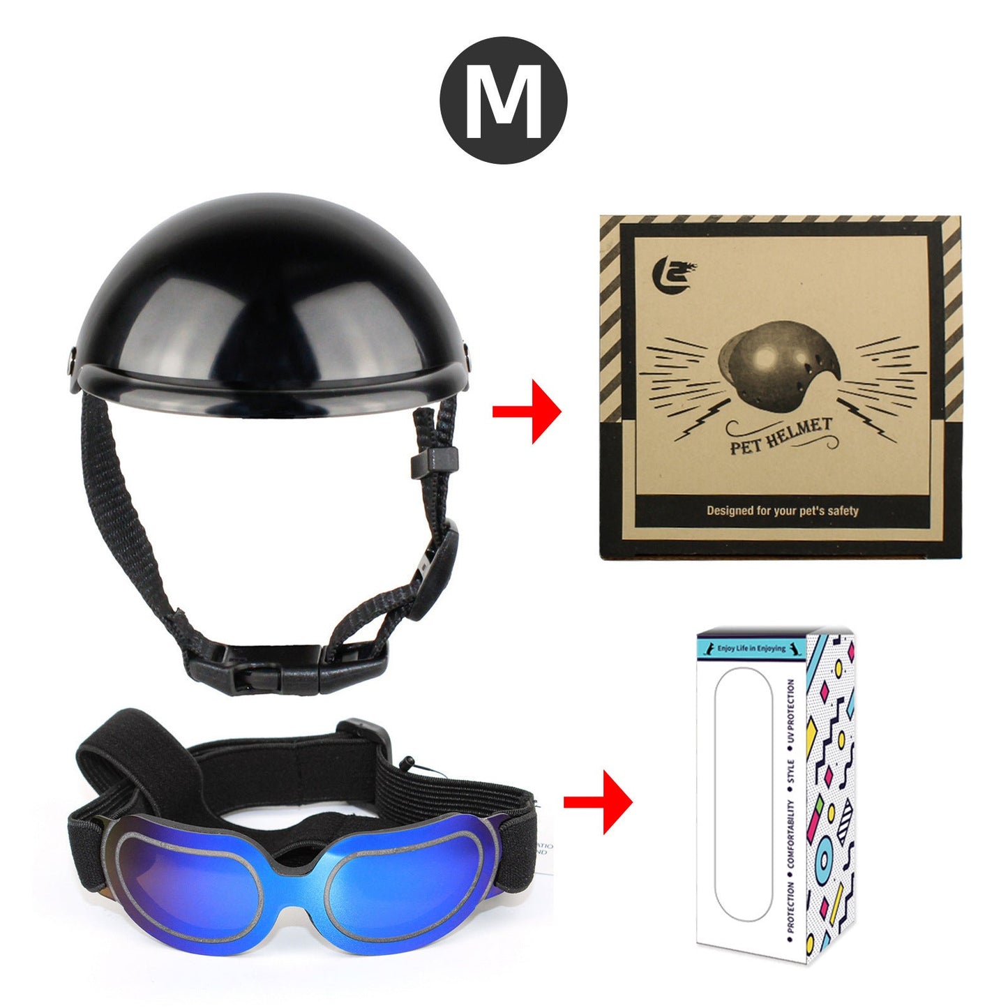 Cross-border pet dog motorcycle helmet cat little helmet dog hat with glasses accessories dog safety helmet