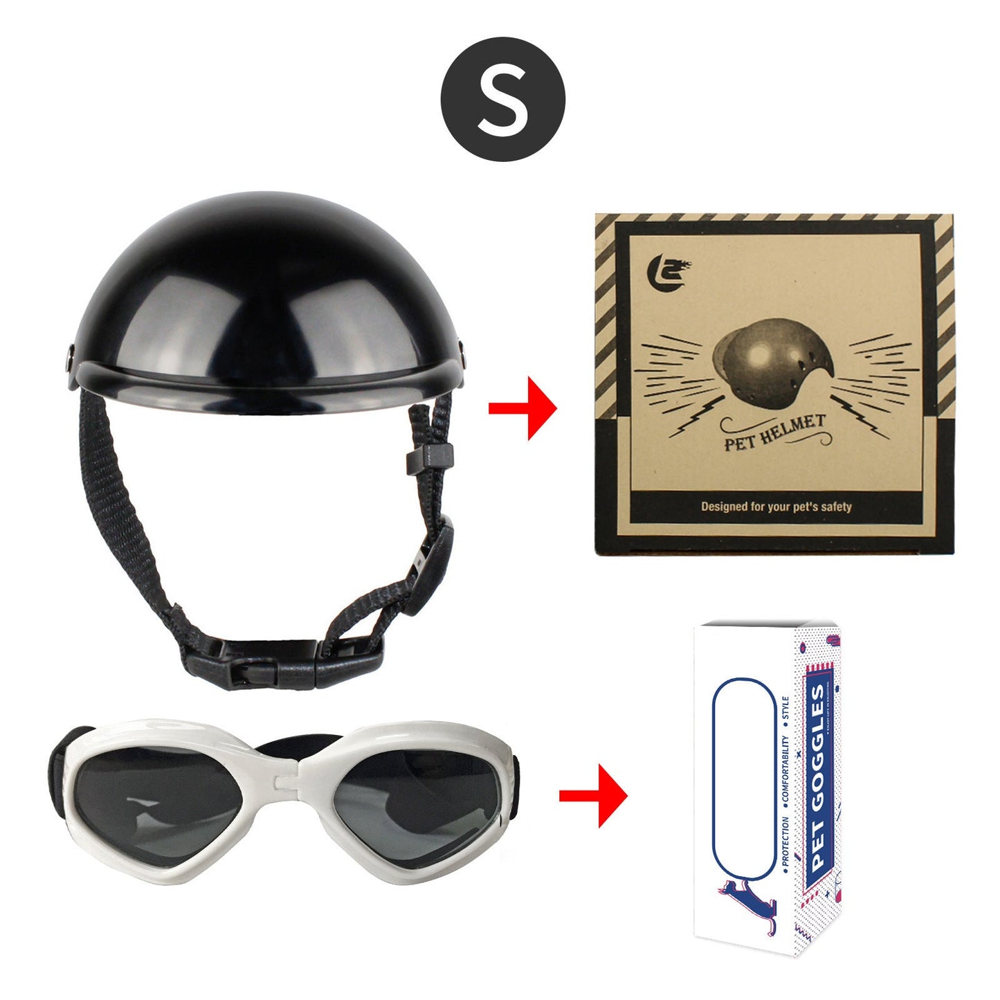 Cross-border pet dog motorcycle helmet cat little helmet dog hat with glasses accessories dog safety helmet