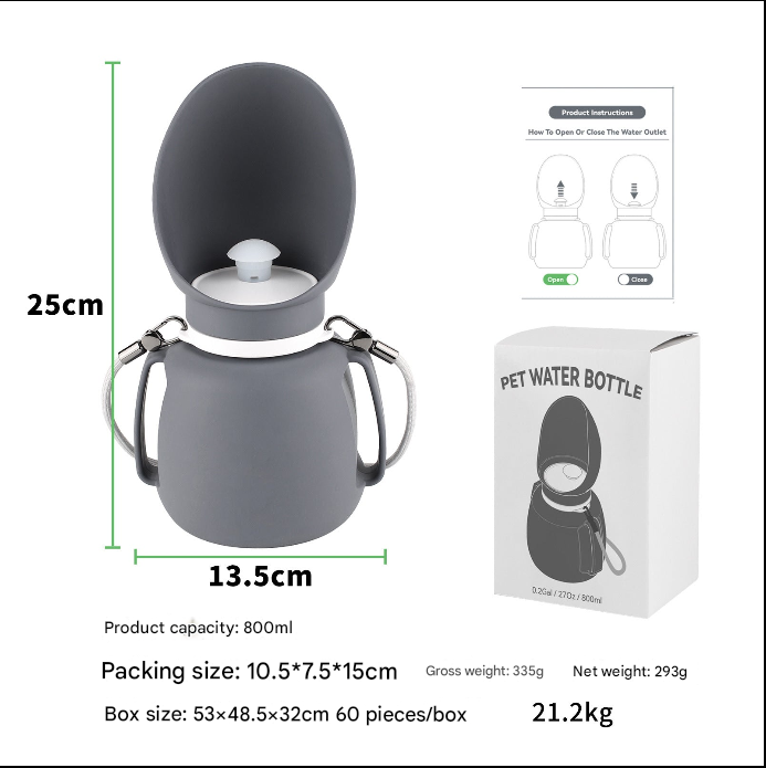 new convenient foldable pet water bottle accompanying water cup outdoor dog walking water dispenser pet supplies