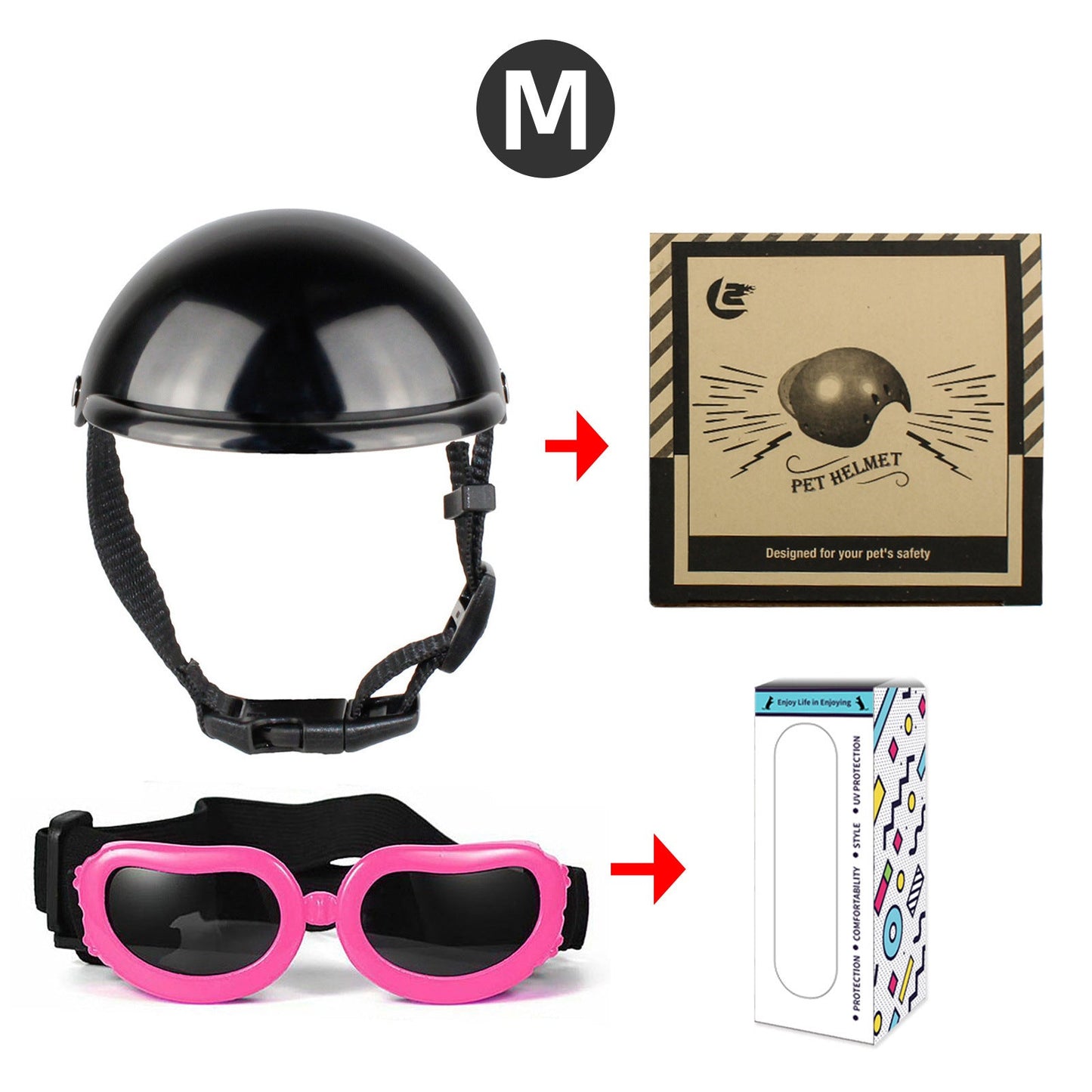 Cross-border pet dog motorcycle helmet cat little helmet dog hat with glasses accessories dog safety helmet