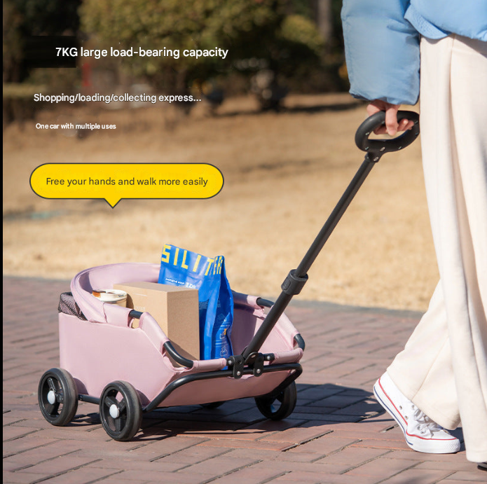 Small Pet Cart Dog Cat Teddy Baby Cart Out Small Pet Cart Lightweight Foldable Outdoor
