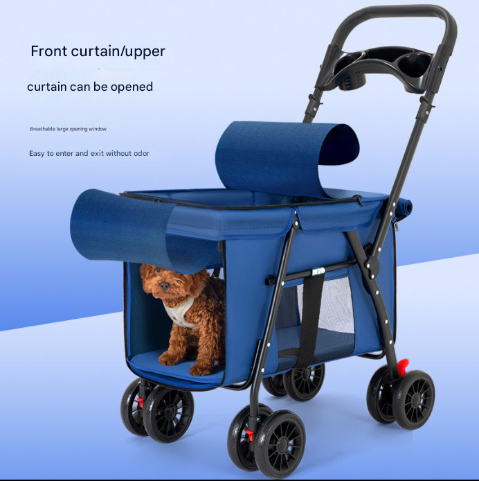 Medium and Large Dog Pet Cart Dog Cat Teddy Baby Cart Going Out Small Pet Cart Lightweight and Foldable