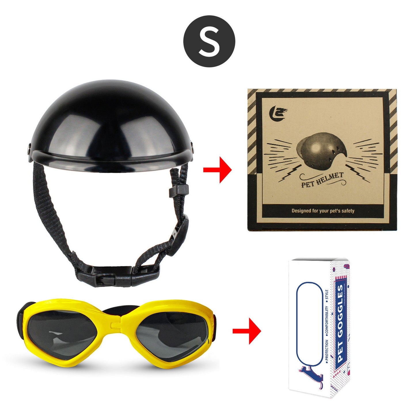 Cross-border pet dog motorcycle helmet cat little helmet dog hat with glasses accessories dog safety helmet