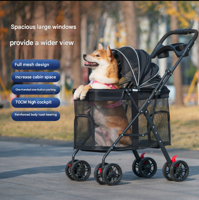 Medium and Large Dog Pet Cart Dog Cat Teddy Baby Cart Going Out Small Pet Cart Lightweight and Foldable