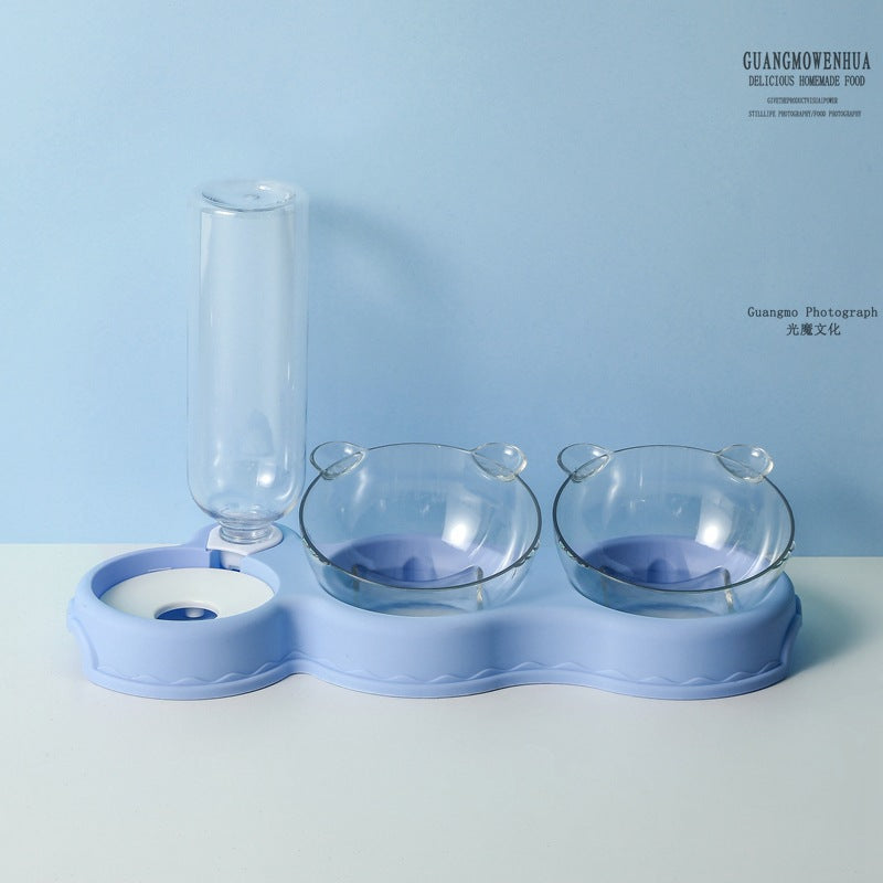 Cross-border explosions pet cat automatic drinker feeder cat bowl dog bowl anti-knock double bowl