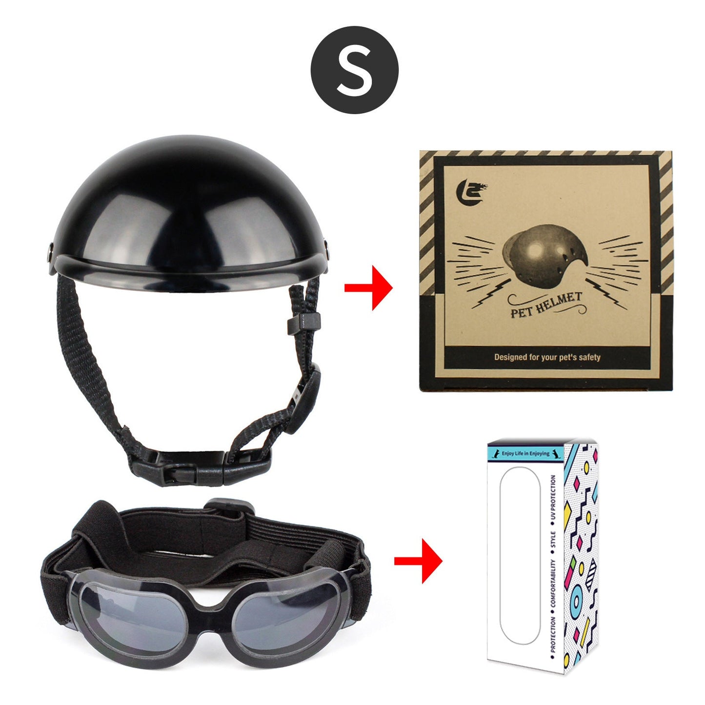Cross-border pet dog motorcycle helmet cat little helmet dog hat with glasses accessories dog safety helmet