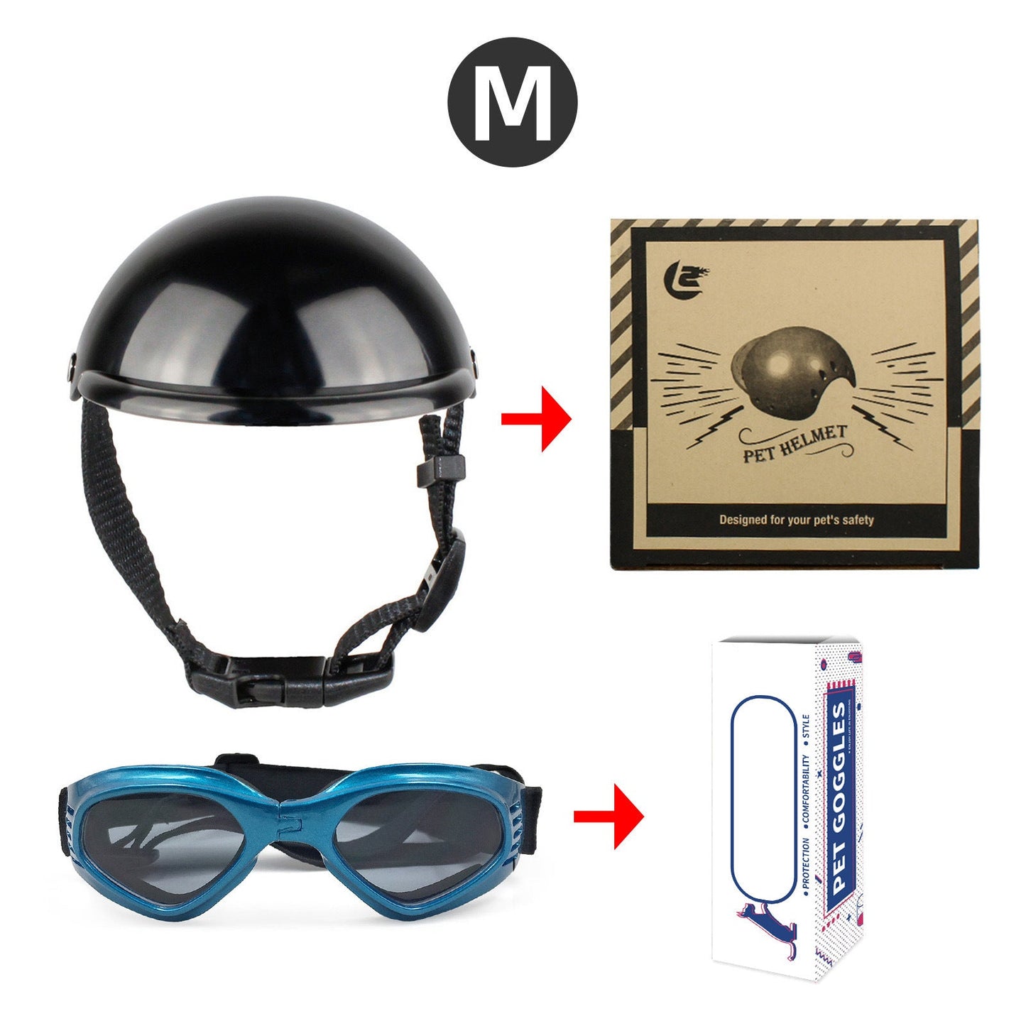 Cross-border pet dog motorcycle helmet cat little helmet dog hat with glasses accessories dog safety helmet