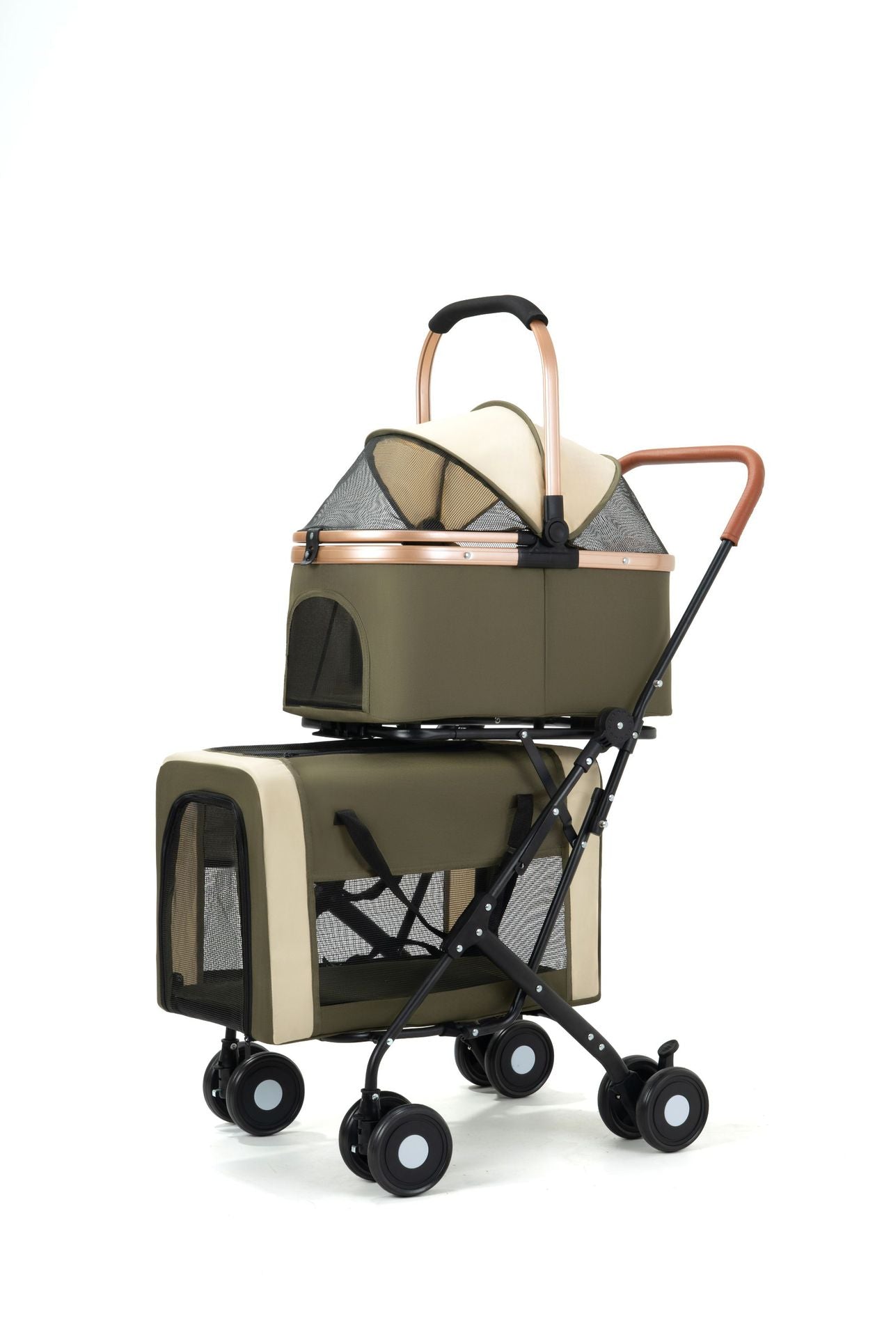 Double-Layer Pet Stroller for Dogs and Cats Teddy Baby Stroller for Outdoor Travel Lightweight Foldable Outdoor Travel