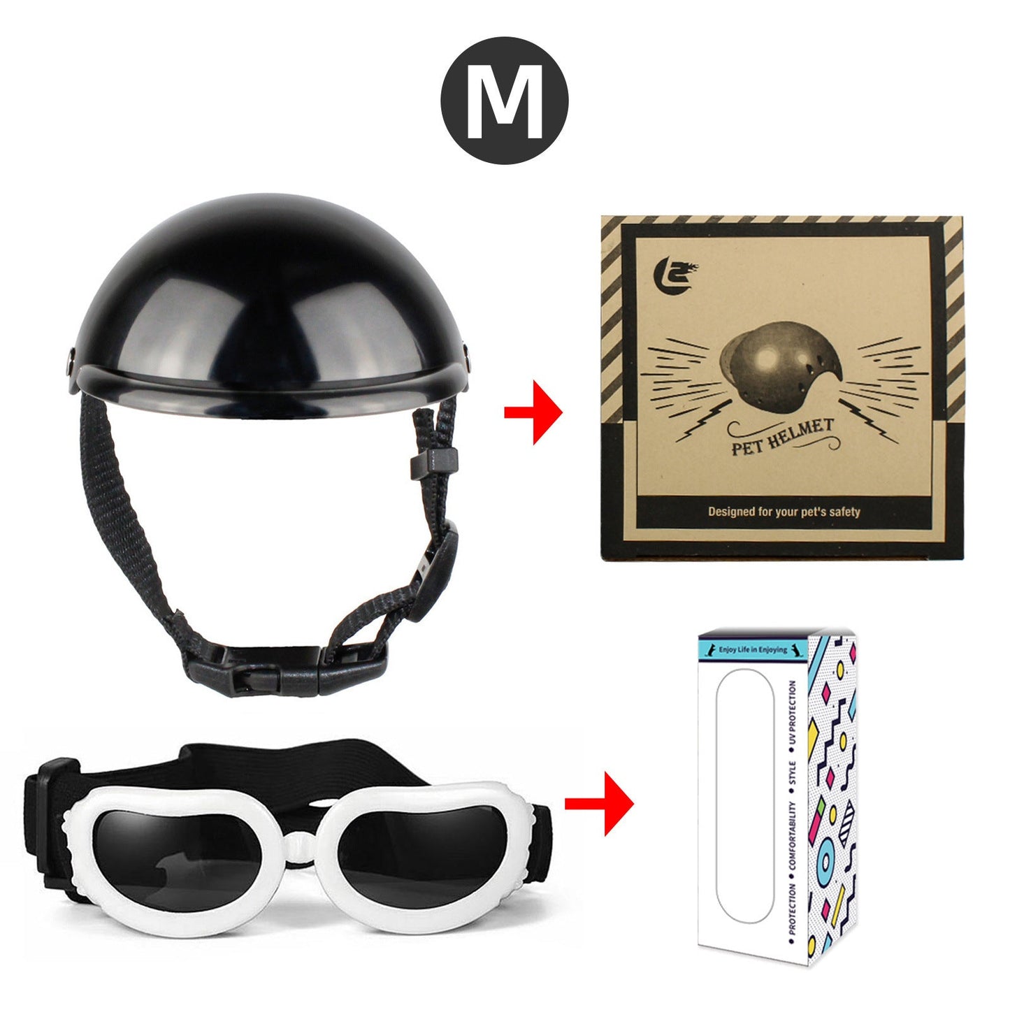 Cross-border pet dog motorcycle helmet cat little helmet dog hat with glasses accessories dog safety helmet