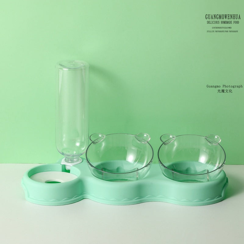 Cross-border explosions pet cat automatic drinker feeder cat bowl dog bowl anti-knock double bowl
