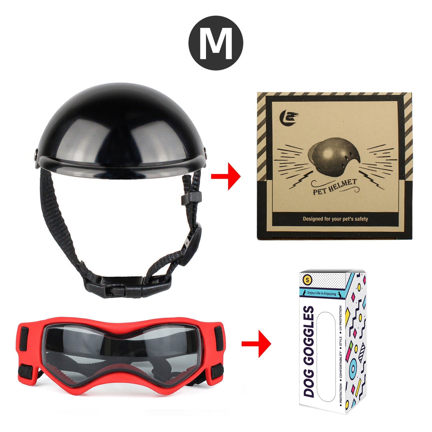 Cross-border pet dog motorcycle helmet cat little helmet dog hat with glasses accessories dog safety helmet