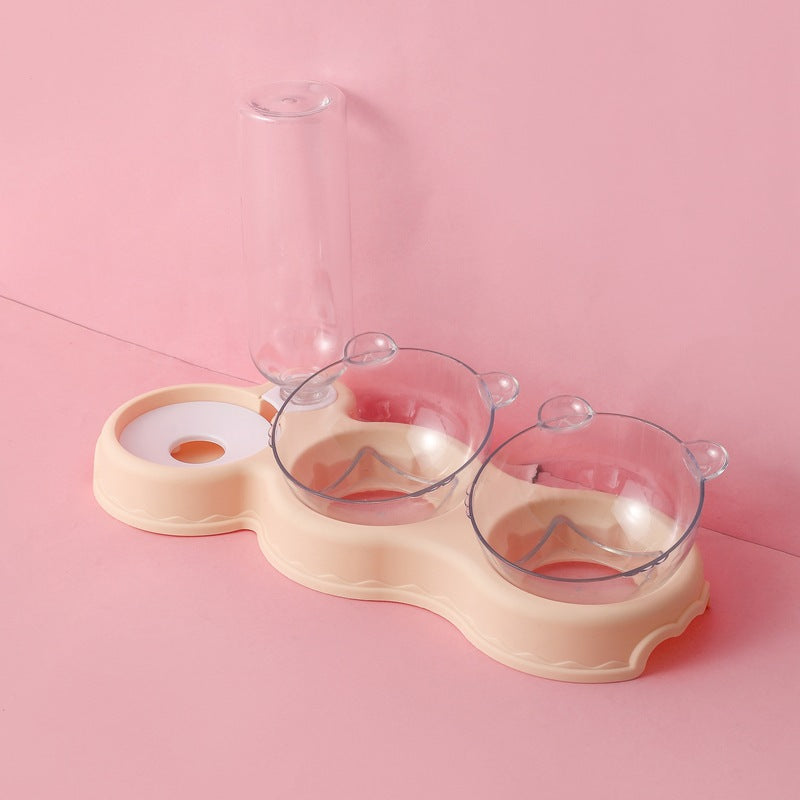 Cross-border explosions pet cat automatic drinker feeder cat bowl dog bowl anti-knock double bowl