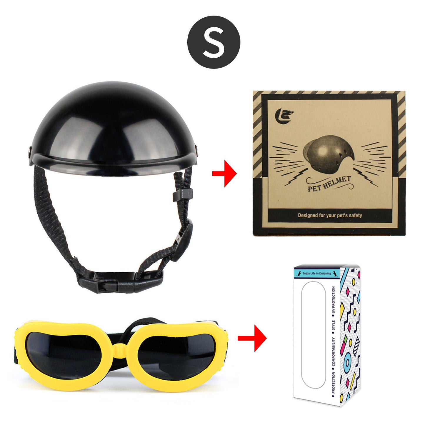 Cross-border pet dog motorcycle helmet cat little helmet dog hat with glasses accessories dog safety helmet