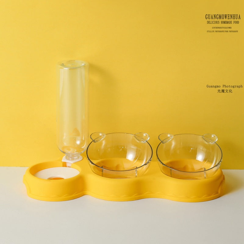 Cross-border explosions pet cat automatic drinker feeder cat bowl dog bowl anti-knock double bowl