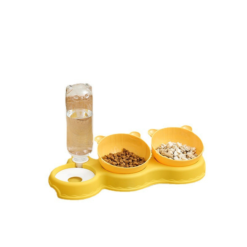 Cross-border explosions pet cat automatic drinker feeder cat bowl dog bowl anti-knock double bowl