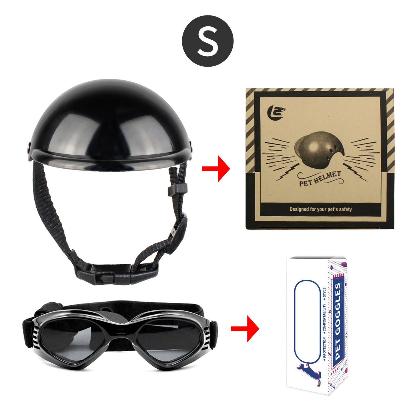 Cross-border pet dog motorcycle helmet cat little helmet dog hat with glasses accessories dog safety helmet