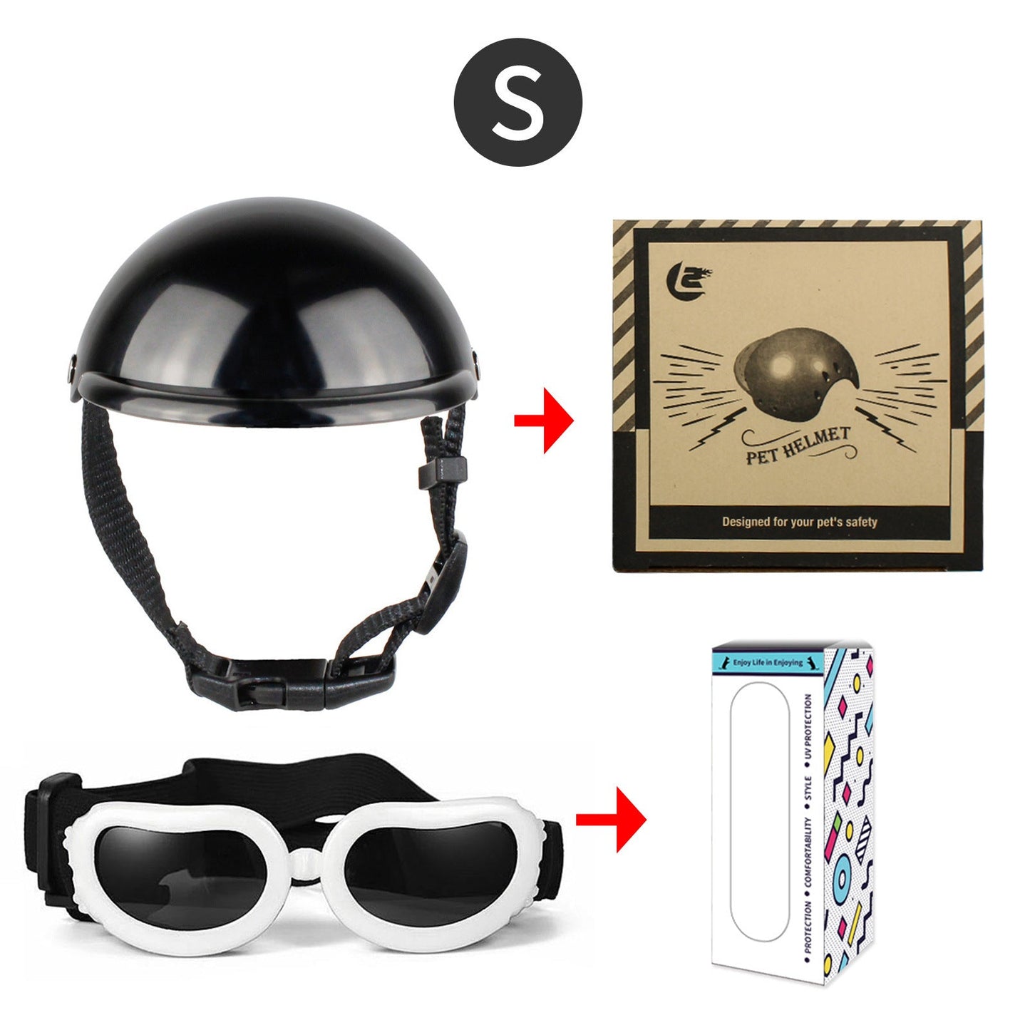 Cross-border pet dog motorcycle helmet cat little helmet dog hat with glasses accessories dog safety helmet