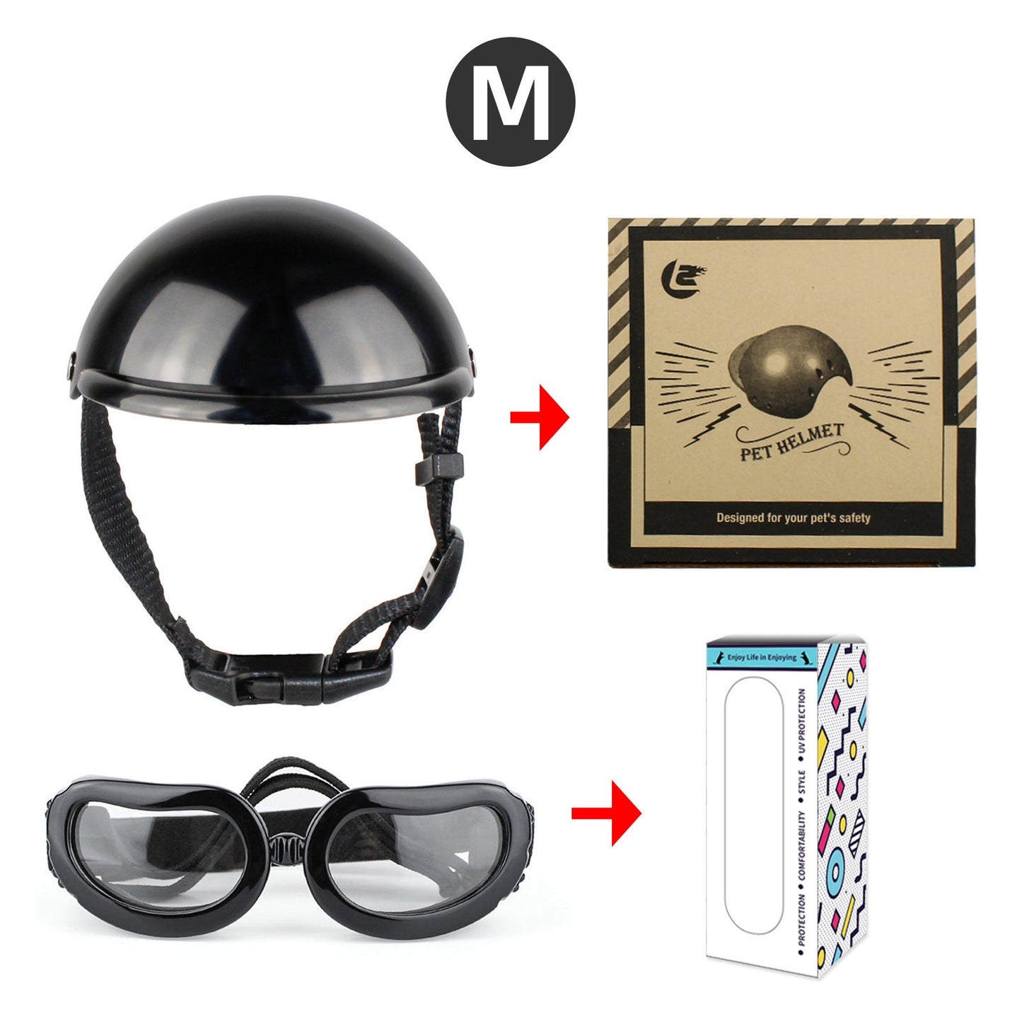 Cross-border pet dog motorcycle helmet cat little helmet dog hat with glasses accessories dog safety helmet