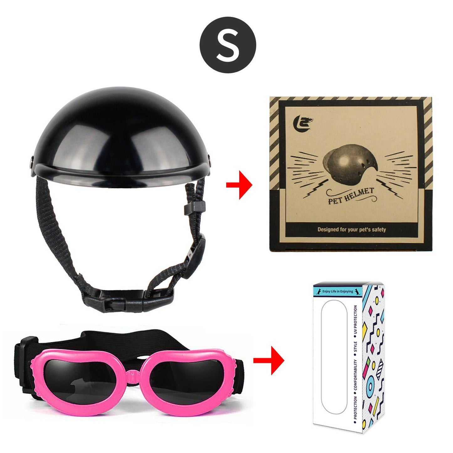 Cross-border pet dog motorcycle helmet cat little helmet dog hat with glasses accessories dog safety helmet