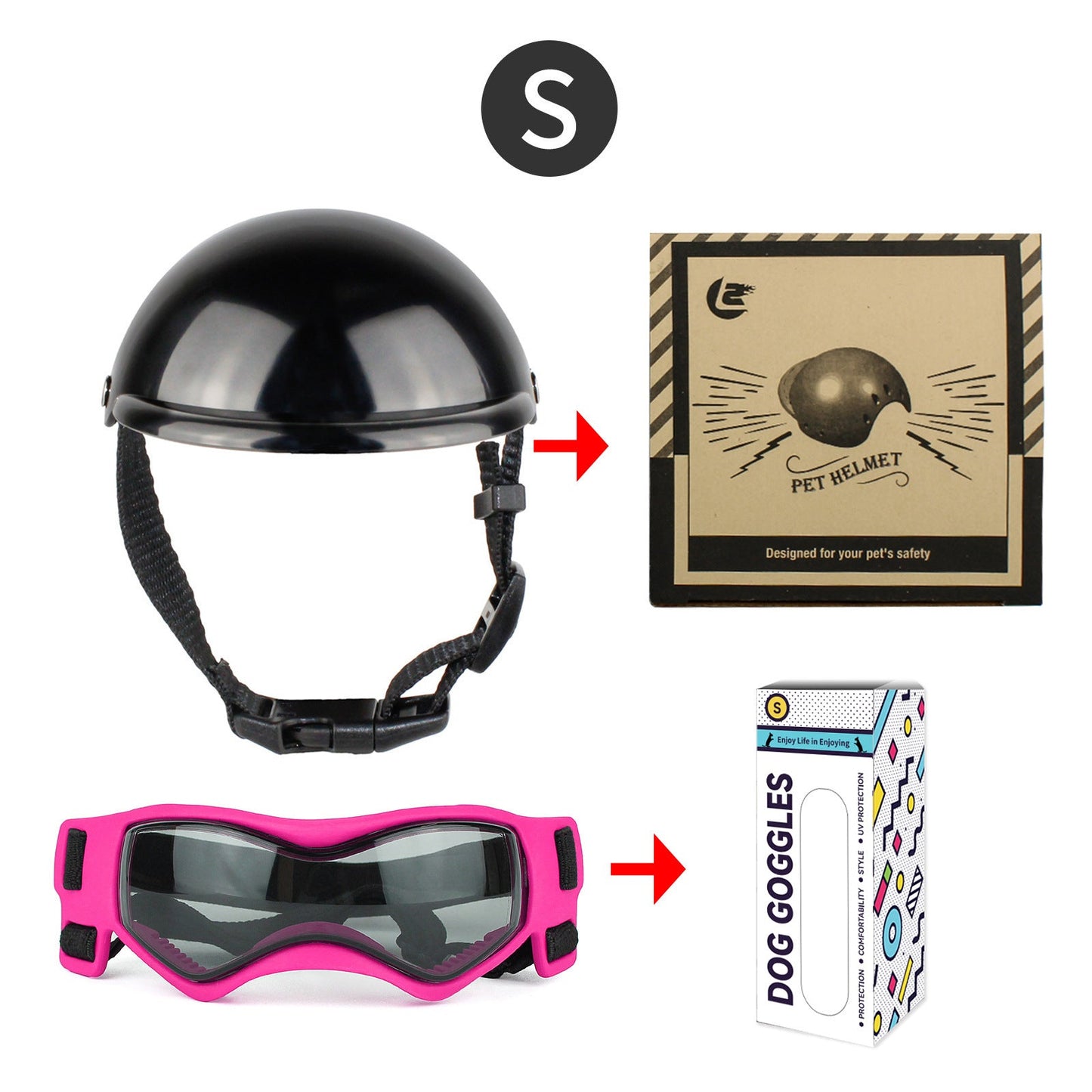 Cross-border pet dog motorcycle helmet cat little helmet dog hat with glasses accessories dog safety helmet