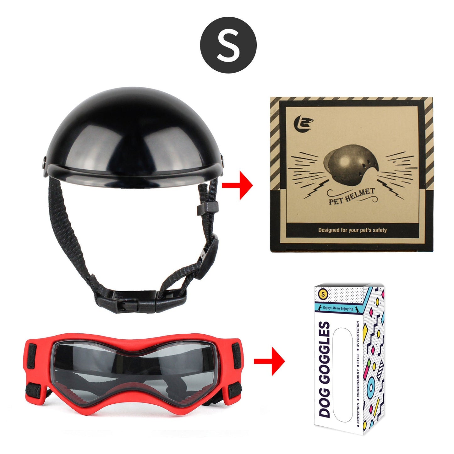 Cross-border pet dog motorcycle helmet cat little helmet dog hat with glasses accessories dog safety helmet