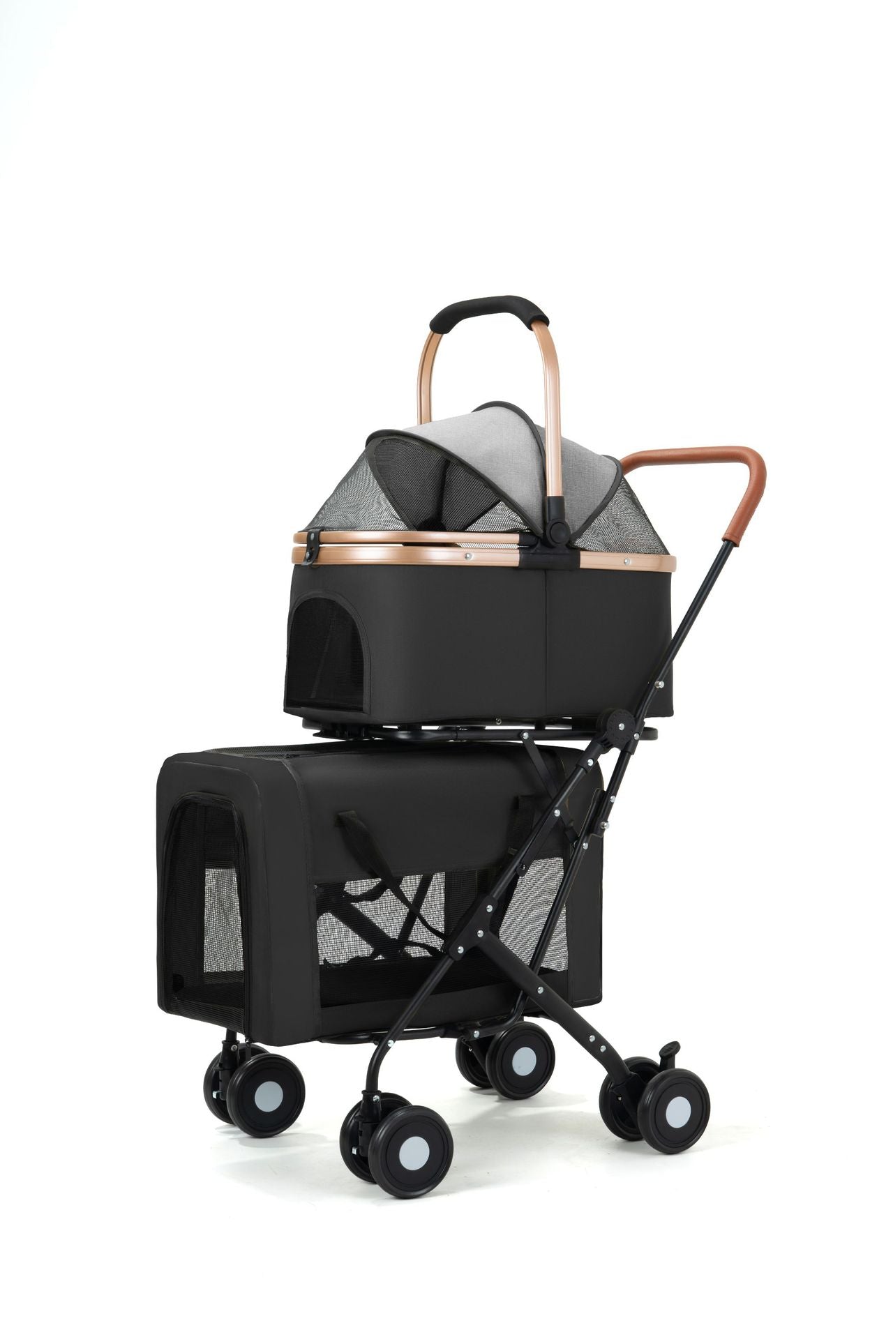 Double-Layer Pet Stroller for Dogs and Cats Teddy Baby Stroller for Outdoor Travel Lightweight Foldable Outdoor Travel