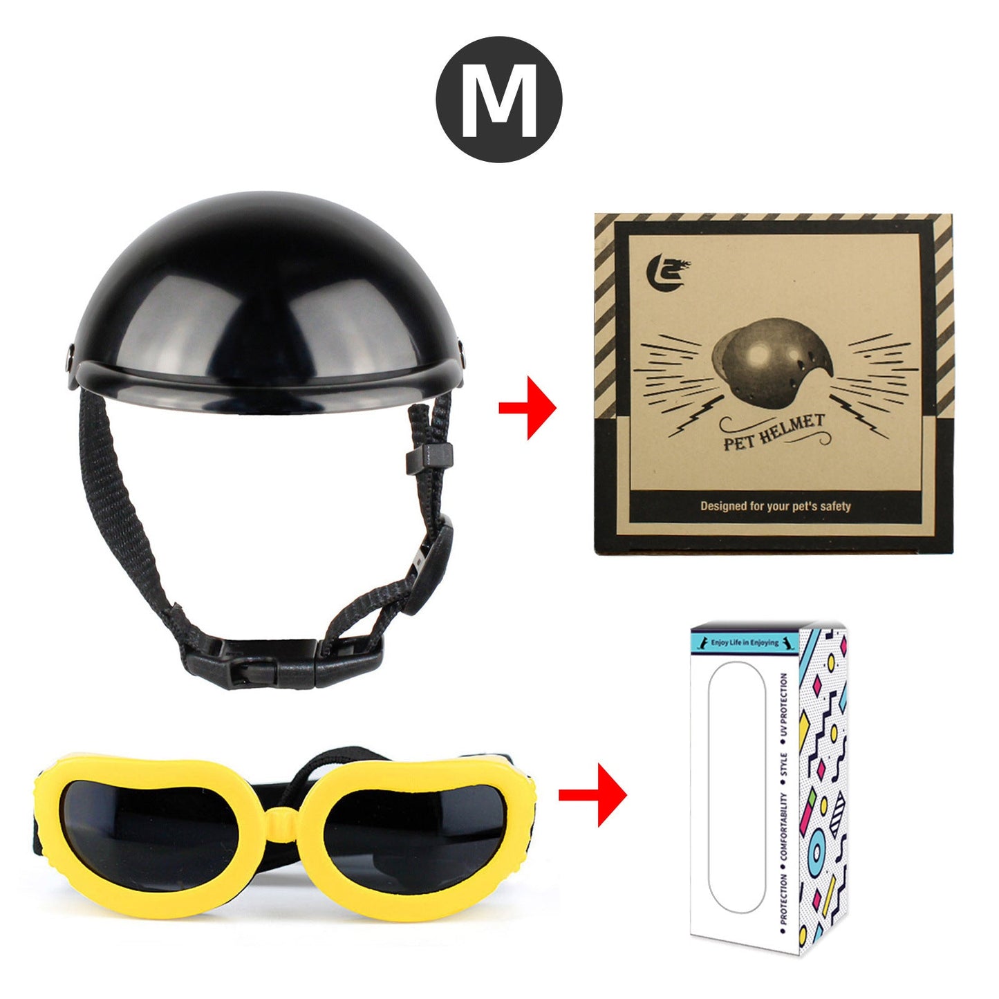 Cross-border pet dog motorcycle helmet cat little helmet dog hat with glasses accessories dog safety helmet