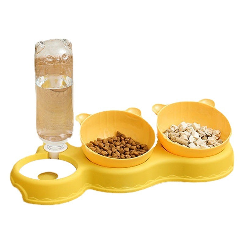 Cross-border explosions pet cat automatic drinker feeder cat bowl dog bowl anti-knock double bowl
