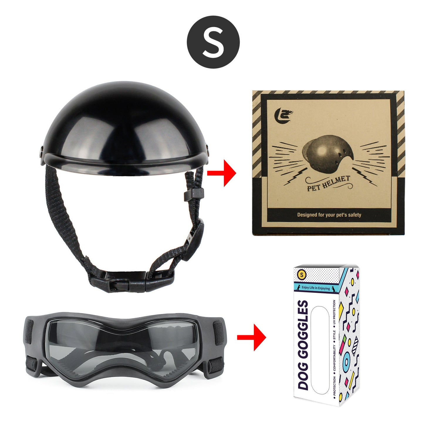 Cross-border pet dog motorcycle helmet cat little helmet dog hat with glasses accessories dog safety helmet
