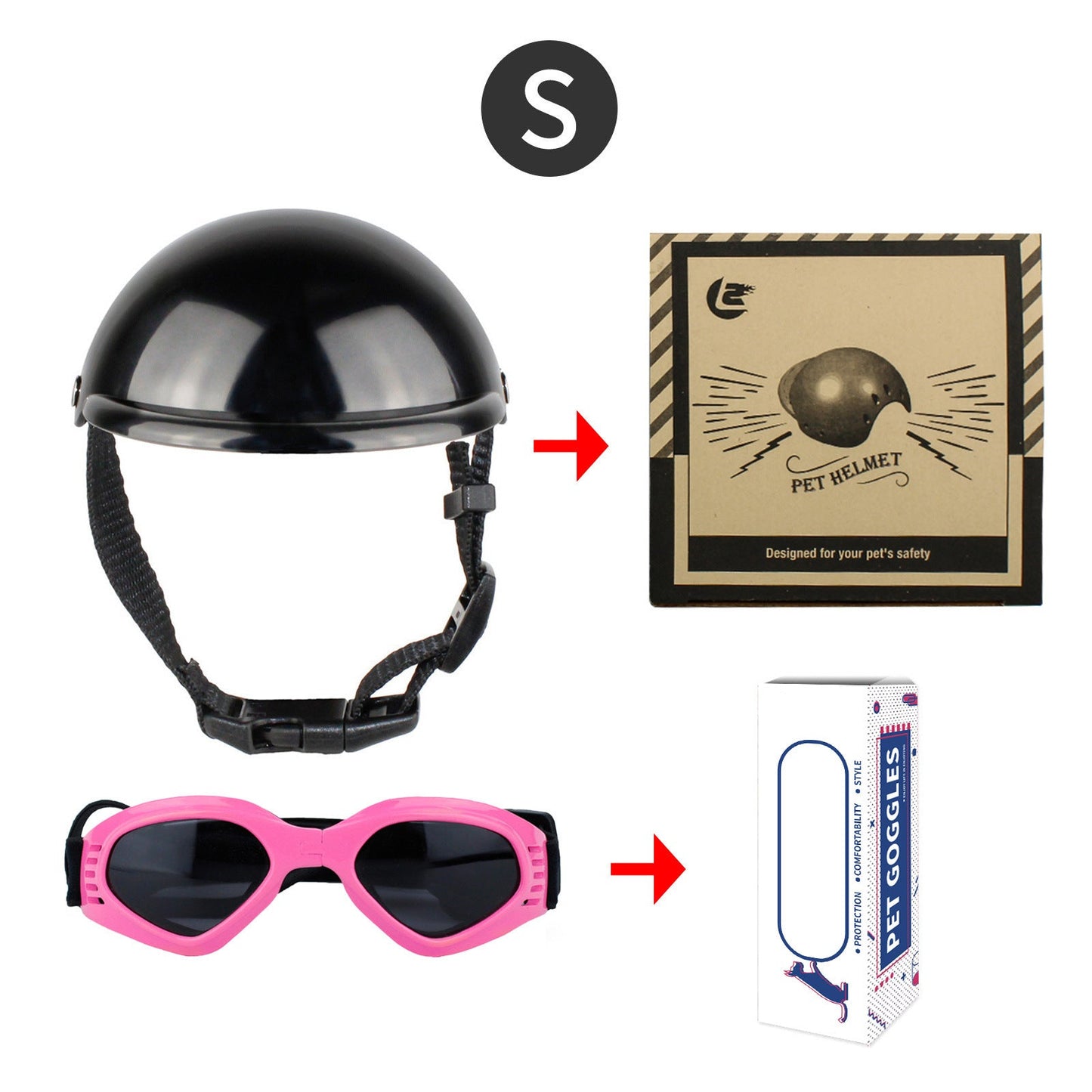 Cross-border pet dog motorcycle helmet cat little helmet dog hat with glasses accessories dog safety helmet
