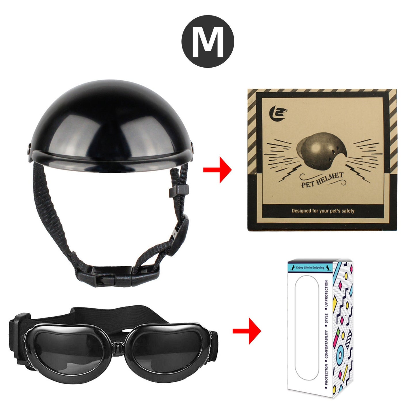 Cross-border pet dog motorcycle helmet cat little helmet dog hat with glasses accessories dog safety helmet