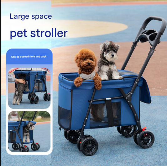 Medium and Large Dog Pet Cart Dog Cat Teddy Baby Cart Going Out Small Pet Cart Lightweight and Foldable