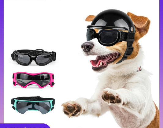 Cross-border pet dog motorcycle helmet cat little helmet dog hat with glasses accessories dog safety helmet