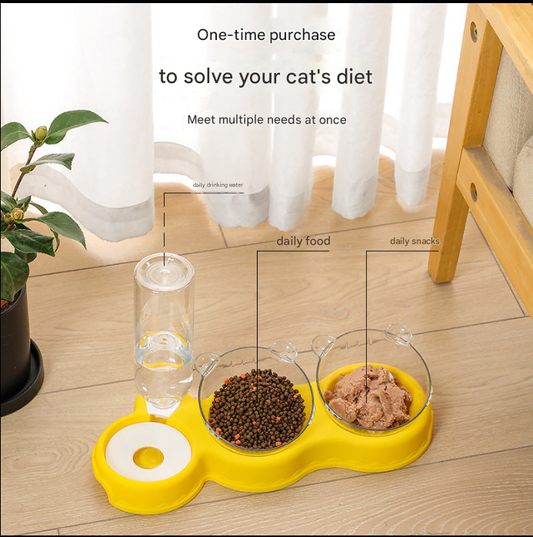 explosions pet cat automatic drinker feeder cat bowl dog bowl anti-knock double bowl