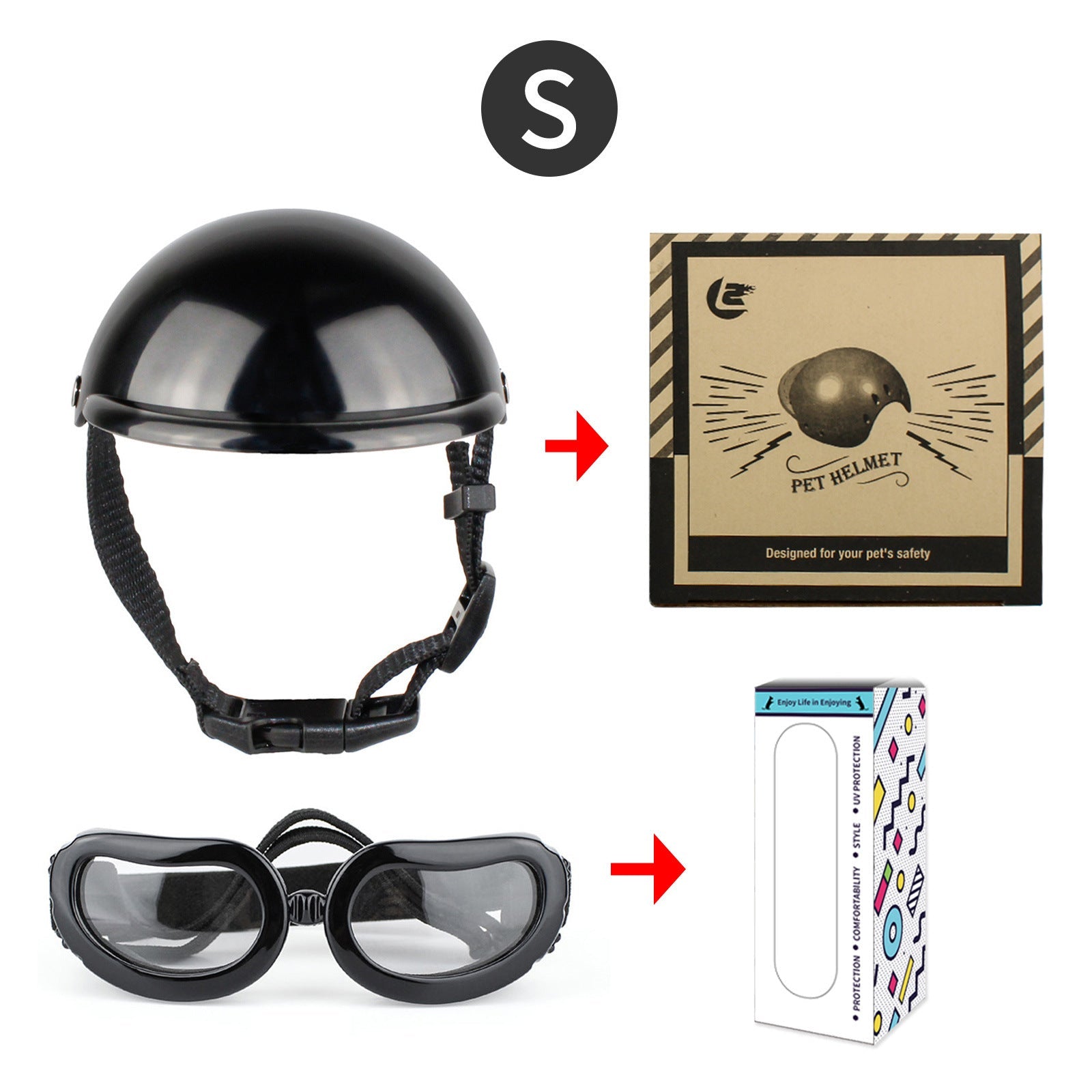 Cross-border pet dog motorcycle helmet cat little helmet dog hat with glasses accessories dog safety helmet